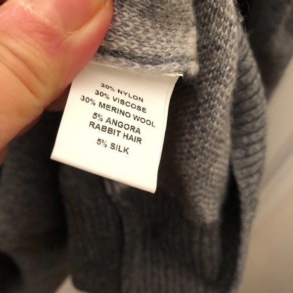 Castri men zip up gray sweater, merino wool blend, made in Italy, L - Picture 7 of 7